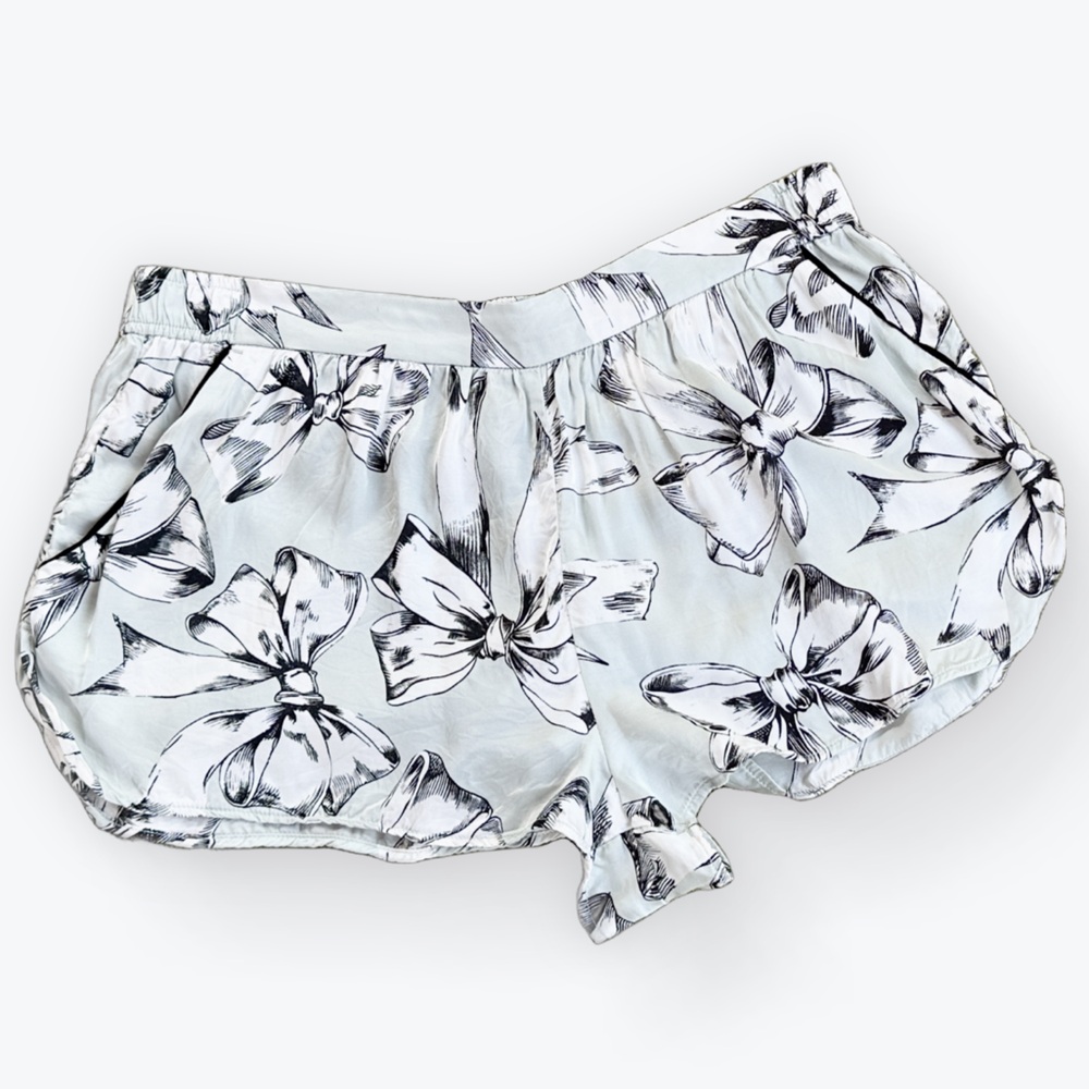 French Coquette  Whimsigoth LyreBird Bows Silky Shorts Pajama Anthropologie ~ L